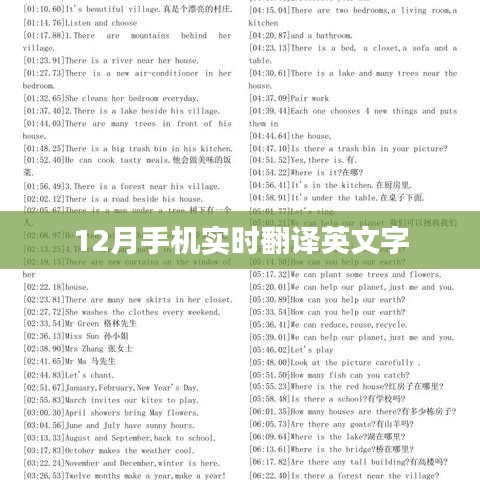 实时手机翻译英文利器，轻松应对十二月需求
