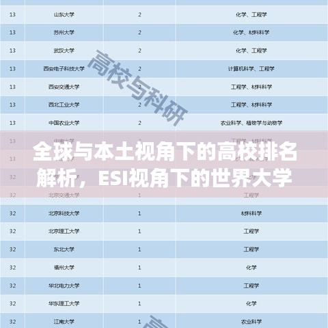 全球与本土视角下的高校排名解析，ESI视角下的世界大学排名深度探讨