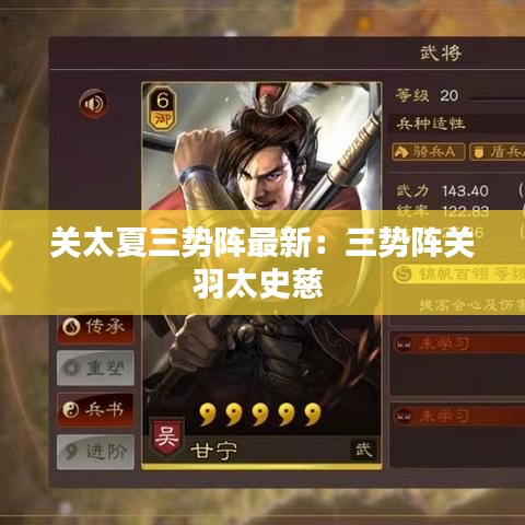 关太夏三势阵最新：三势阵关羽太史慈 