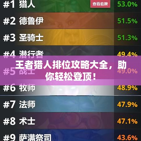 王者猎人排位攻略大全，助你轻松登顶！
