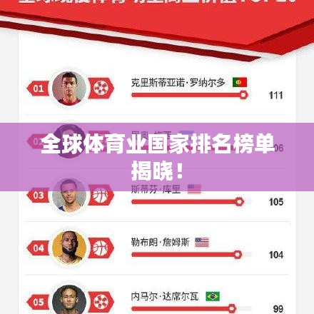 全球体育业国家排名榜单揭晓！